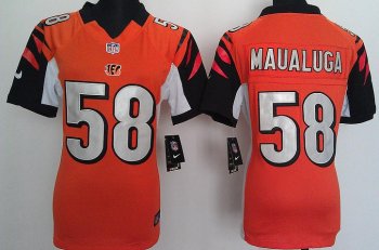 Cheap Women Nike Cincinnati Bengals 58# Rey Maualuga Orange Nike NFL Jerseys