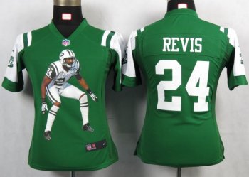 Cheap Womens Nike New York Jets 24 Revis Green Portrait Fashion Game Jerseys