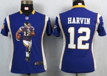 Cheap Womens Nike Minnesota Vikings 12 Harvin Purple Portrait Fashion Game Jersey