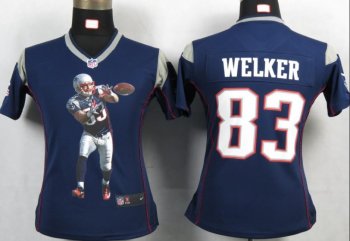 Cheap Womens Nike New England Patriots 83 Welker Blue Portrait Fashion Game Jerseys