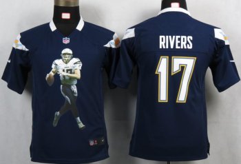 Kids Nike San Diego Charger 17 Rivers Blue Portrait Fashion Game Jerseys Cheap