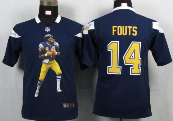 Kids Nike San Diego Charger 14 Fouts Blue Portrait Fashion Game Jerseys Cheap