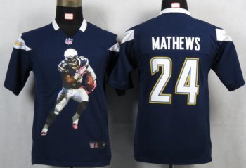 Kids Nike San Diego Charger 24 Mathews Blue Portrait Fashion Game Jerseys Cheap