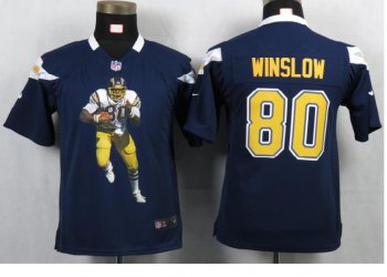 Kids Nike San Diego Charger 80 Winslon Blue Portrait Fashion Game Jerseys Cheap