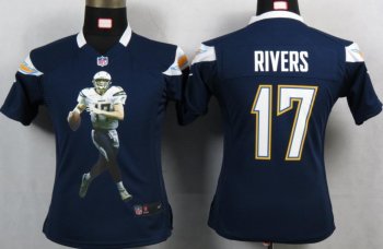 Cheap Womens Nike San Diego Charger 17 Rivers Blue Portrait Fashion Game Jerseys