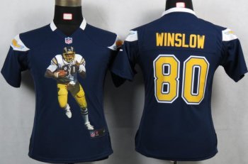 Cheap Womens Nike San Diego Charger 80 Winslon Blue Portrait Fashion Game Jerseys