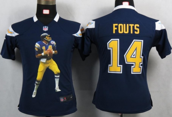 Cheap Womens Nike San Diego Charger 14 Fouts Blue Portrait Fashion Game Jerseys