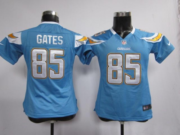 Cheap Women Nike San Diego Chargers 85# Antonio Gates Light Blue Nike NFL Jerseys