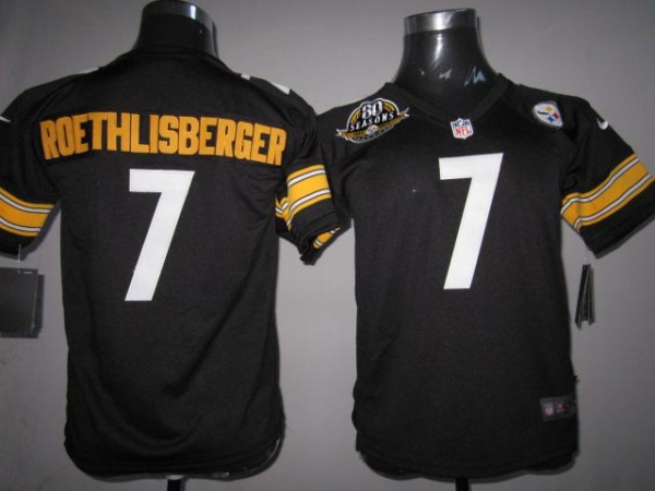 Cheap Women Nike Pittsburgh Steelers #7 Ben Roethlisberger Black Nike NFL Jerseys W 80 Anniversary Patch