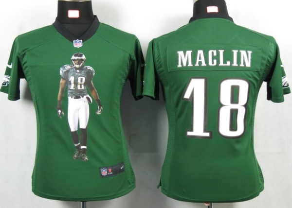 Cheap Women Nike Philadelphia Eagles 18 Maclin Green Portrait Fashion Game Jersey