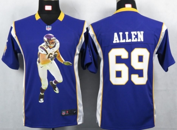 Kids Nike Minnesota Vikings 69 Allen Purple Portrait Fashion Game Jersey Cheap