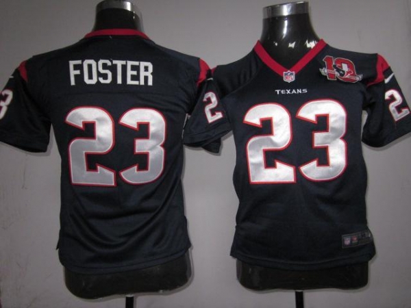 Kids Nike Houston Texans #23 Arian Foster Nike NFL Jerseys W 10th Patch Cheap