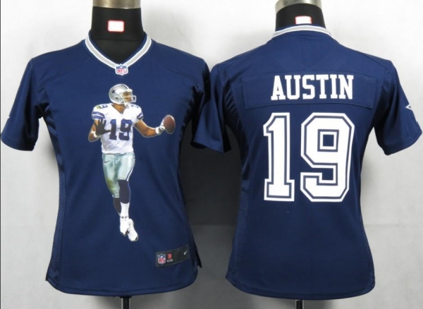 Cheap Womens Nike Dallas Cowboys 19 Austin Blue Portrait Fashion Game Jersey