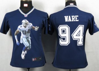 Cheap Womens Nike Dallas Cowboys 94 Ware Blue Portrait Fashion Game Jersey