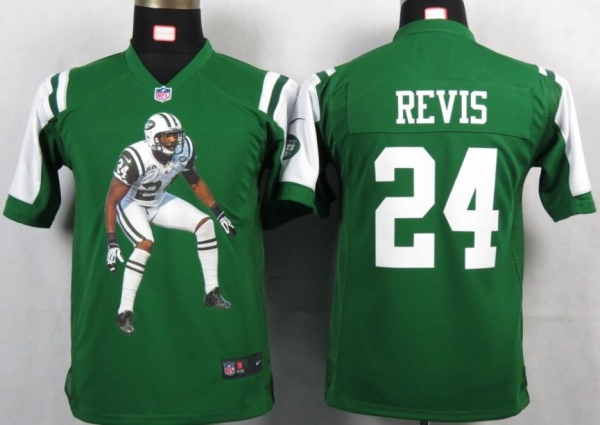 Kids Nike New York Jets 24 Revis Green Portrait Fashion Game Jerseys Cheap