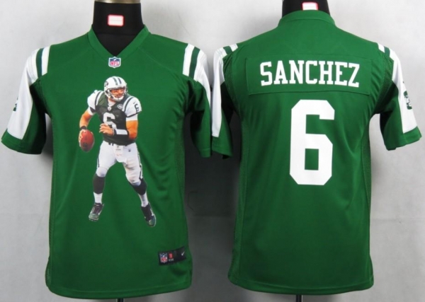 Kids Nike New York Jets 6 Sanchez Green Portrait Fashion Game Jerseys Cheap