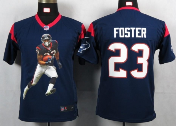 Kids Nike Houston Texans 23 Foster Blue Portrait Fashion Game Jerseys Cheap