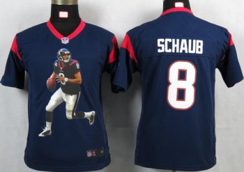 Kids Nike Houston Texans 8 Schaub Blue Portrait Fashion Game Jerseys Cheap