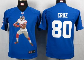 Kids Nike New York Giants 80 Cruz Blue Portrait Fashion Game Jerseys Cheap