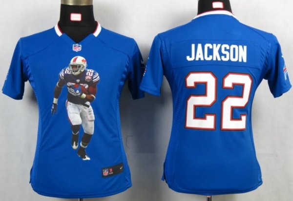 Cheap Womens Nike Buffalo Bills 22 Jackson Blue Portrait Fashion Game Jerseys