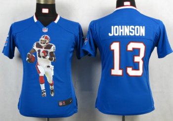 Cheap Womens Nike Buffalo Bills 13 Johnson Blue Portrait Fashion Game Jersey