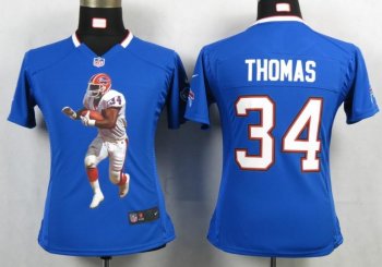 Cheap Womens Nike Buffalo Bills 34 Thomas Blue Portrait Fashion Game Jersey