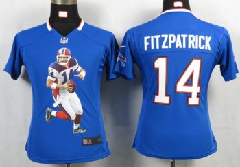 Cheap Womens Nike Buffalo Bills 14 Fitzpatrick Blue Portrait Fashion Game Jersey