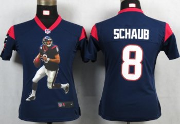 Cheap Womens Nike Houston Texans 8 Schaub Blue Portrait Fashion Game Jerseys