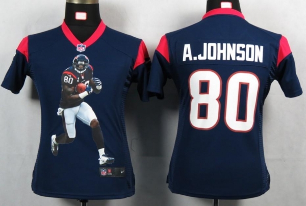 Cheap Womens Nike Houston Texans 80 A.johnson Blue Portrait Fashion Game Jerseys