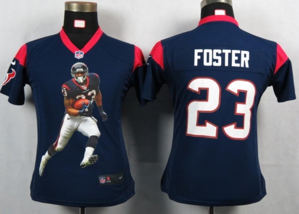 Cheap Womens Nike Houston Texans 23 Foster Blue Portrait Fashion Game Jerseys