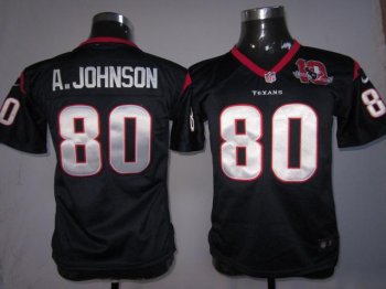 Kids Nike Houston Texans #80 Andre Johnson Blue Nike NFL Jerseys W 10th Patch Cheap