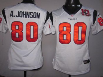 Cheap Women Nike Houston Texans #80 Andre Johnson White Nike NFL Jerseys W 10th Patch