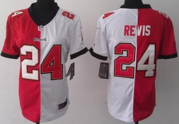 Cheap Women Nike Tampa Bay Buccaneers 24 Darrelle Revis Red White Split NFL Jerseys