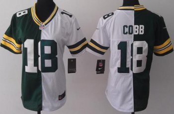 Cheap Women Nike Green Bay Packers 18 Randall Cobb White Green Split NFL Jerseys