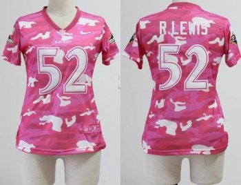 Cheap Women Nike Baltimore Ravens 52 Ray Lewis Pink Camo Fashion NFL Jerseys 2013 New