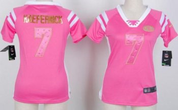 Cheap Women Nike San Francisco 49ers 7 Colin Kaepernick Pink Handwork Sequin Name Fashion NFL Jerseys