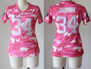 Cheap Women Nike Oakland Raiders 34 Bo Jackson Pink Camo Fashion NFL Jerseys 2013 New