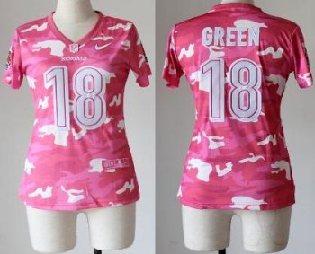 Cheap Women Nike Cincinnati Bengals 18 A.J.Green Pink Camo Fashion NFL Jerseys 2013 New