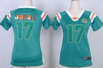 Cheap Women Nike Miami Dolphins 17 Ryan Tannehill Green Handwork Sequin Name Fashion NFL Jersey