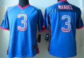 Cheap Women Nike Buffalo Bills 3 EJ Manuel Blue Drift Fashion Elite NFL Jerseys