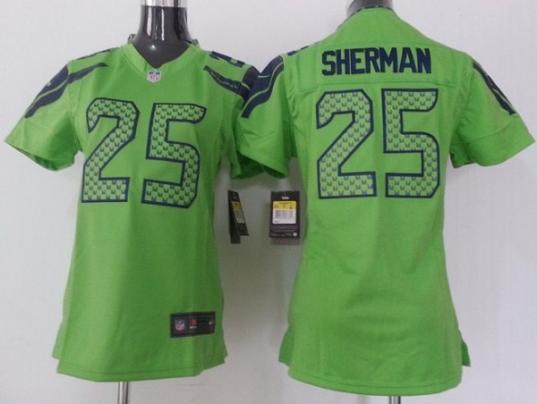 Cheap Women Nike Seattle Seahawks 25 Richard Sherman Green NFL Jerseys