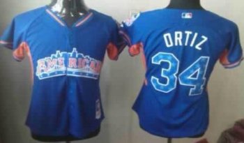 Cheap Women 2013 MLB ALL STAR American League Boston Red Sox 34 David Ortiz Blue Jerseys