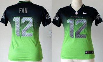 Cheap Women Nike Seattle Seahawks 12 Fan Blue Green Drift Fashion II Elite NFL Jerseys