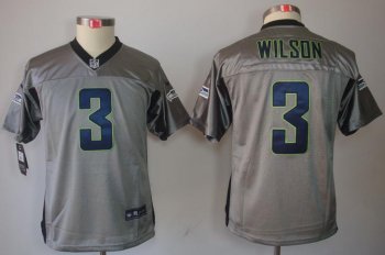 Kids Nike Seattle Seahawks #3 Russell Wilson Grey Shadow Nike NFL Jerseys Cheap