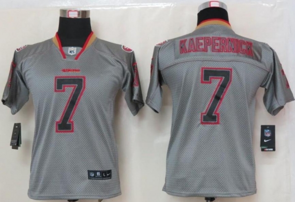 Kids Nike San Francisco 49ers 7 Colin Kaepernick Grey Lights Out Elite NFL Jerseys Cheap