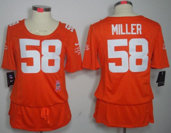 Cheap Women Nike Denver Broncos 58# Von Miller Orange Breast Cancer Awareness NFL Jersey