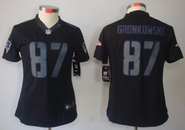 Cheap Women Nike New England Patriots 87 Rob Gronkowski Black Impact Game LIMITED NFL Jerseys