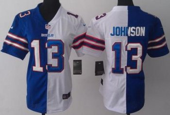 Cheap Women Nike Buffalo Bills 13 Steve Johnson Blue White Split NFL Jerseys