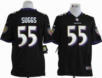 Kids Nike Baltimore Ravens #55 Terrell Suggs Black Nike NFL Jerseys Cheap