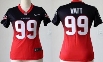 Cheap Women Nike Houston Texans 99 J.J. Watt Blue Red Elite Drift Fashion II NFL Jerseys